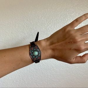 Lucky brand leather and turquoise bracelet